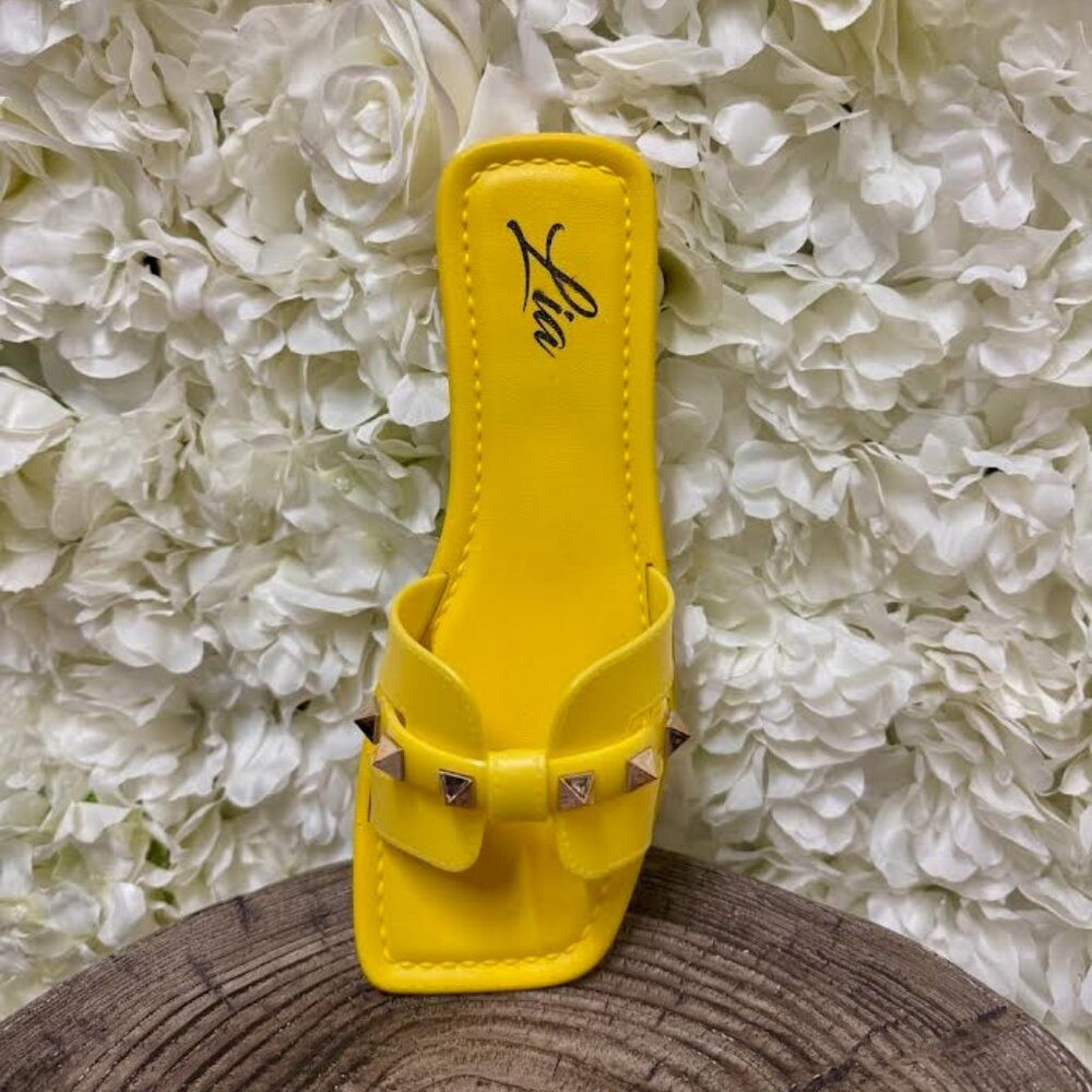 Yellow Sandals with Gold Spike Detailing